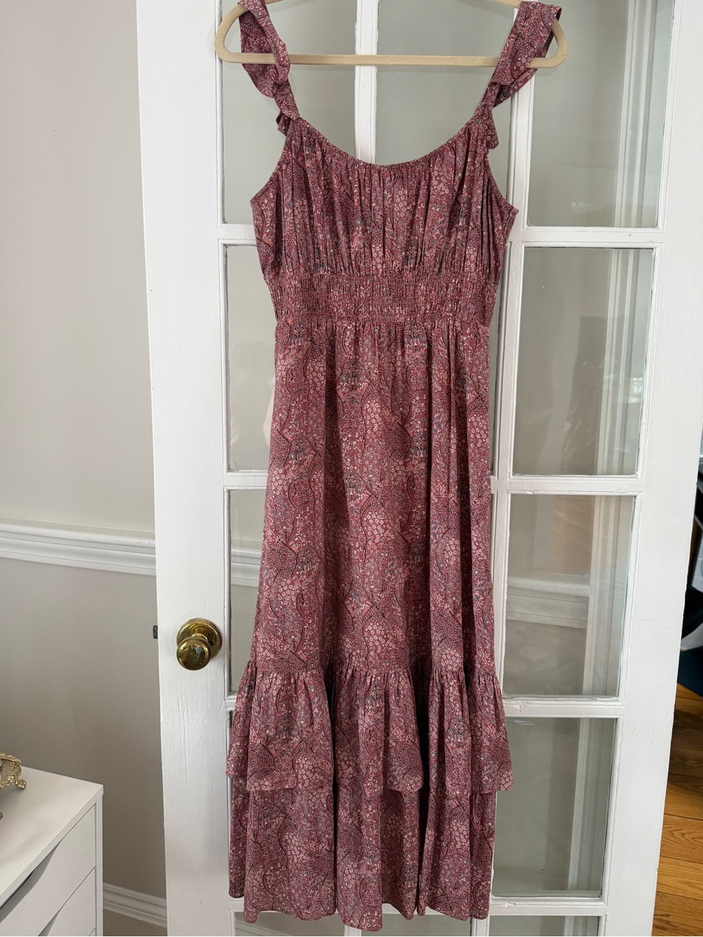 Paige Rust Floral Maxi Dress with Ruffled Hem